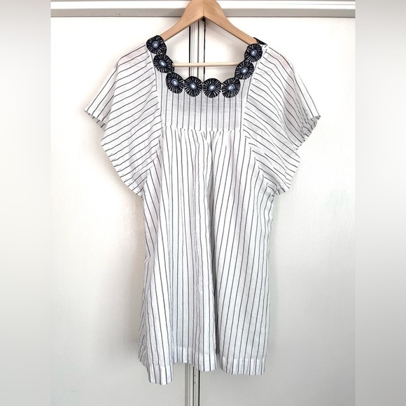 Madewell Embroidered Butterfly Dress in Stripe Dark Metal Size‎ XXS Retro 70s - Picture 6 of 11